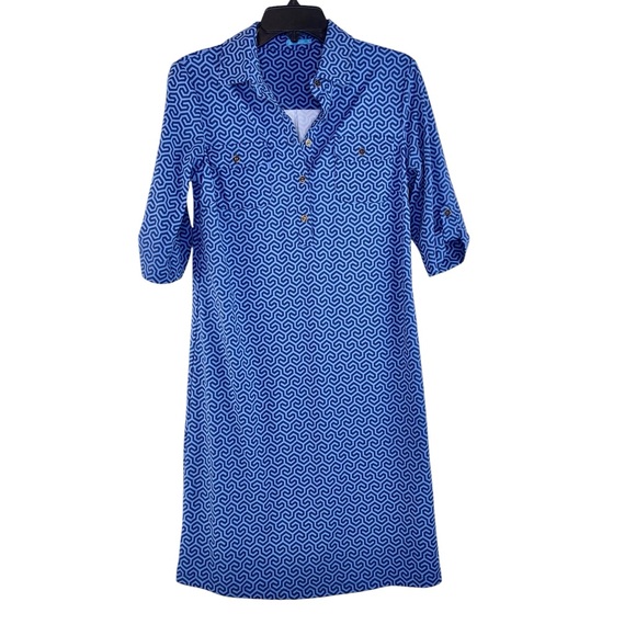 NWOT JMclaughlin Lawrence Geometric Sheath Dress in Blue - Picture 2 of 7